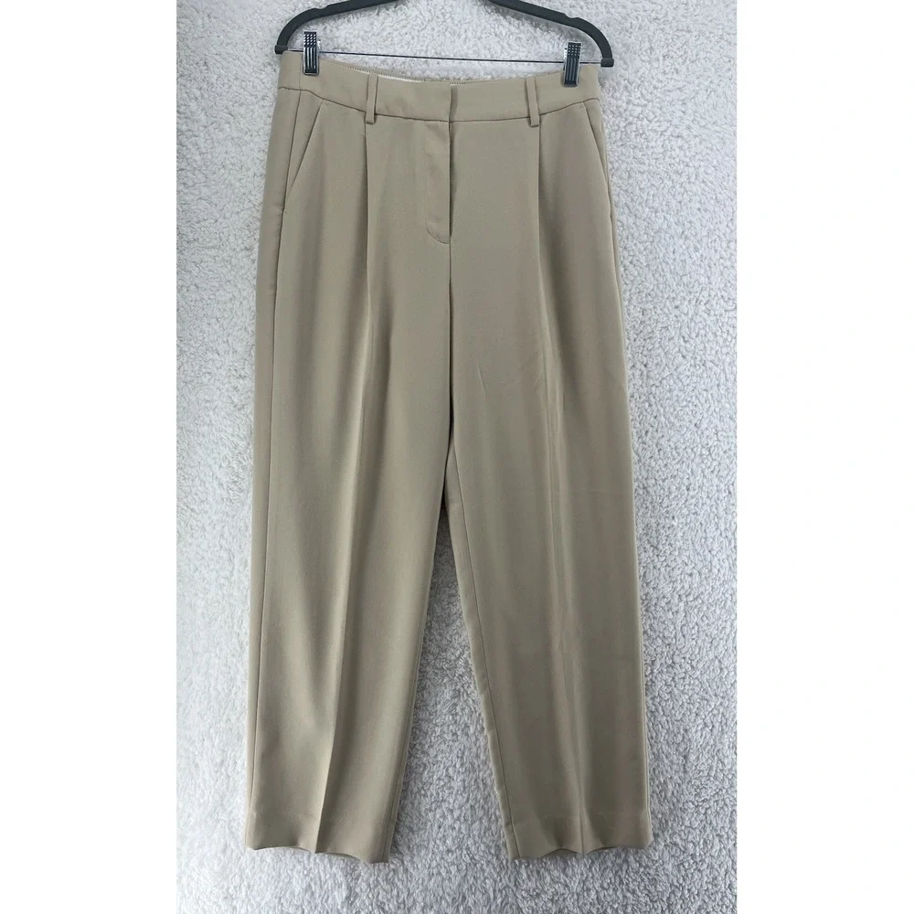 J Crew Essential Pant In City Crepe Women's Size 8 Beige Tapered Academia Career